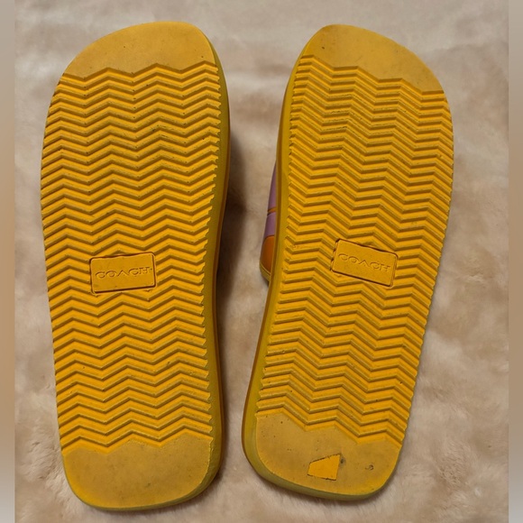 Coach Women's Paxton Sports Slide Sandals Papaya Yellow Violet Adjustable Sz 10 - Picture 4 of 10